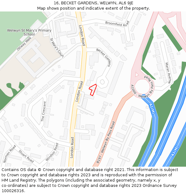 16, BECKET GARDENS, WELWYN, AL6 9JE: Location map and indicative extent of plot