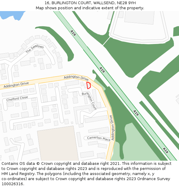 16, BURLINGTON COURT, WALLSEND, NE28 9YH: Location map and indicative extent of plot