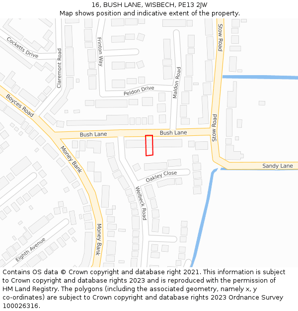 16, BUSH LANE, WISBECH, PE13 2JW: Location map and indicative extent of plot