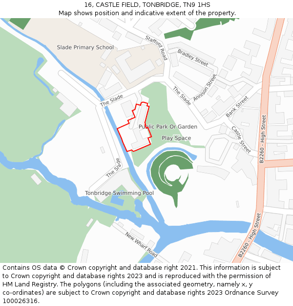 16, CASTLE FIELD, TONBRIDGE, TN9 1HS: Location map and indicative extent of plot