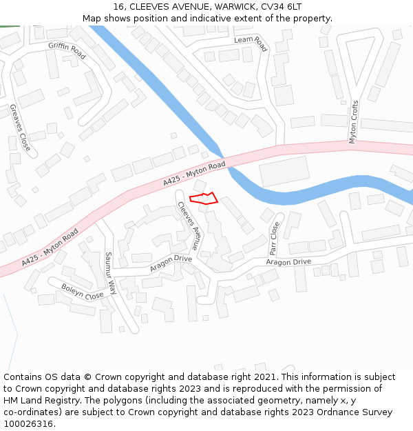 16, CLEEVES AVENUE, WARWICK, CV34 6LT: Location map and indicative extent of plot