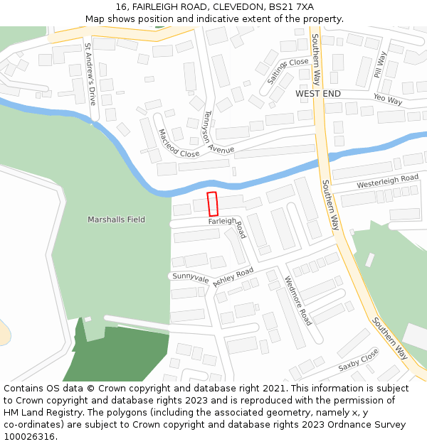 16, FAIRLEIGH ROAD, CLEVEDON, BS21 7XA: Location map and indicative extent of plot