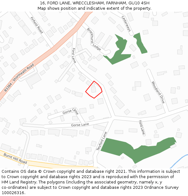 16, FORD LANE, WRECCLESHAM, FARNHAM, GU10 4SH: Location map and indicative extent of plot