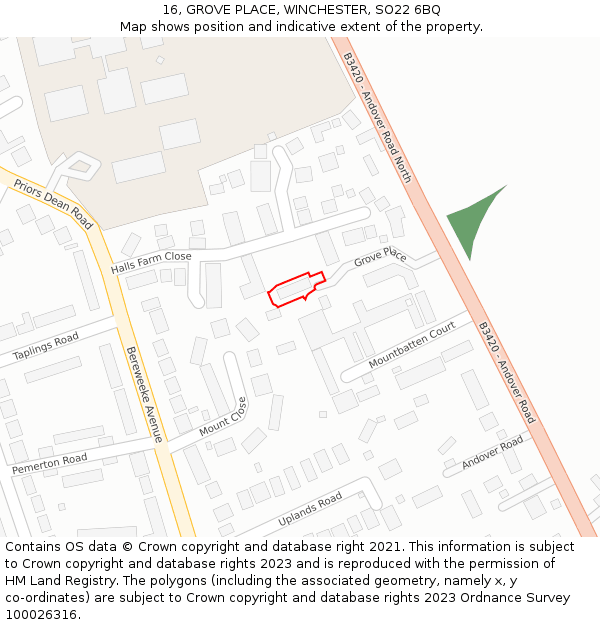 16, GROVE PLACE, WINCHESTER, SO22 6BQ: Location map and indicative extent of plot