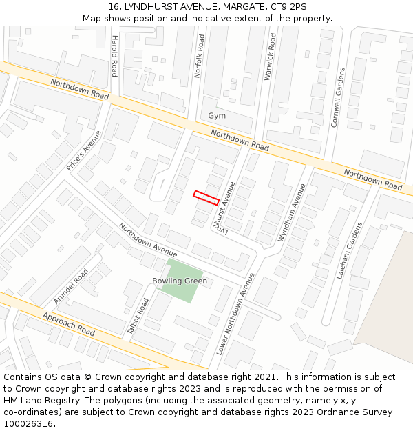 16, LYNDHURST AVENUE, MARGATE, CT9 2PS: Location map and indicative extent of plot