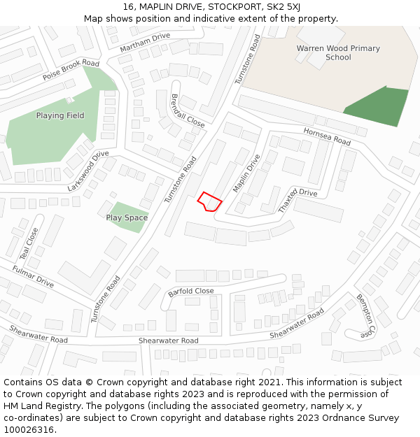 16, MAPLIN DRIVE, STOCKPORT, SK2 5XJ: Location map and indicative extent of plot