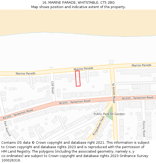 16, MARINE PARADE, WHITSTABLE, CT5 2BG: Location map and indicative extent of plot