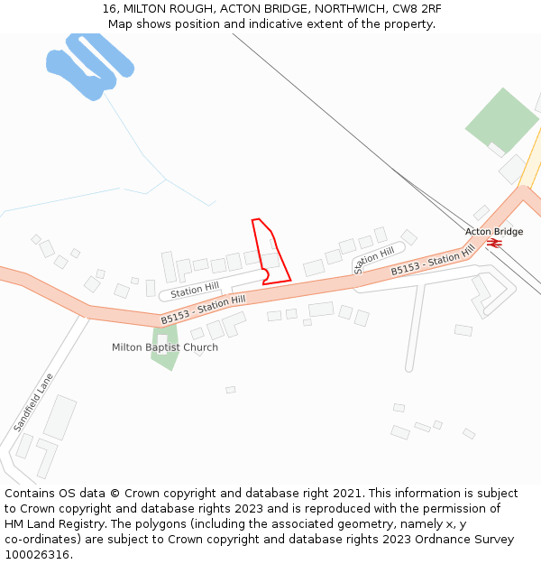 16, MILTON ROUGH, ACTON BRIDGE, NORTHWICH, CW8 2RF: Location map and indicative extent of plot