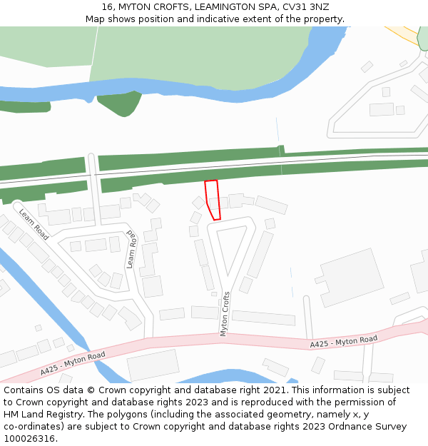 16, MYTON CROFTS, LEAMINGTON SPA, CV31 3NZ: Location map and indicative extent of plot