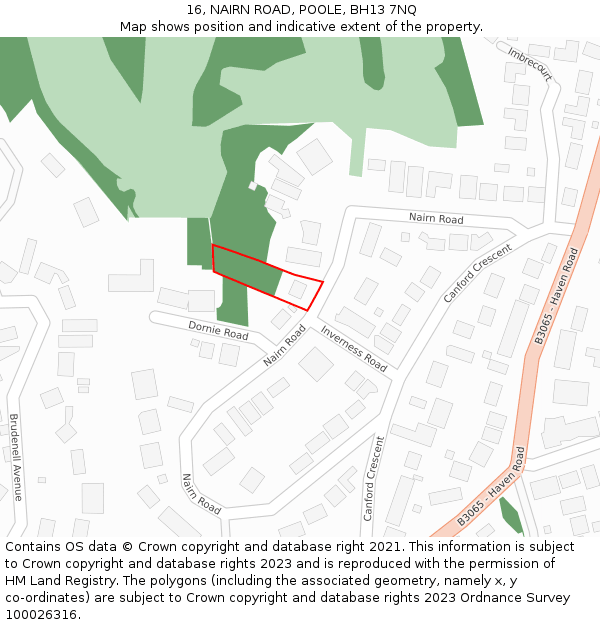 16, NAIRN ROAD, POOLE, BH13 7NQ: Location map and indicative extent of plot