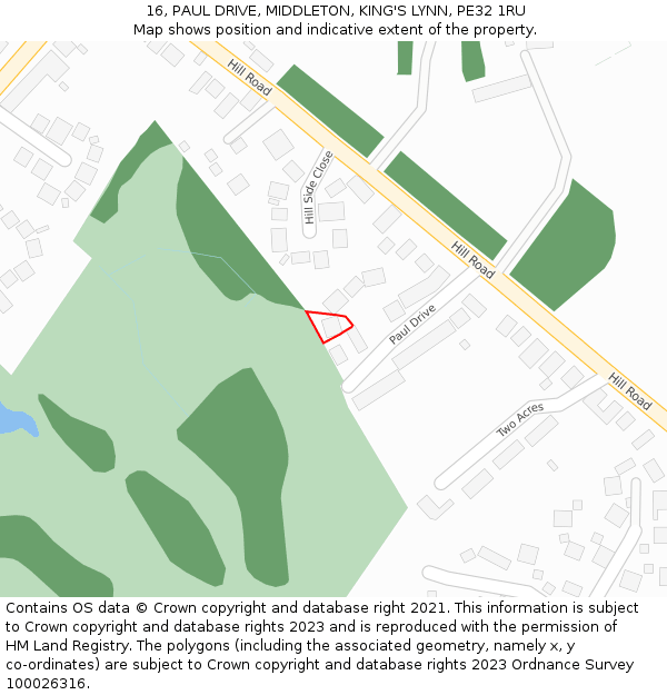 16, PAUL DRIVE, MIDDLETON, KING'S LYNN, PE32 1RU: Location map and indicative extent of plot