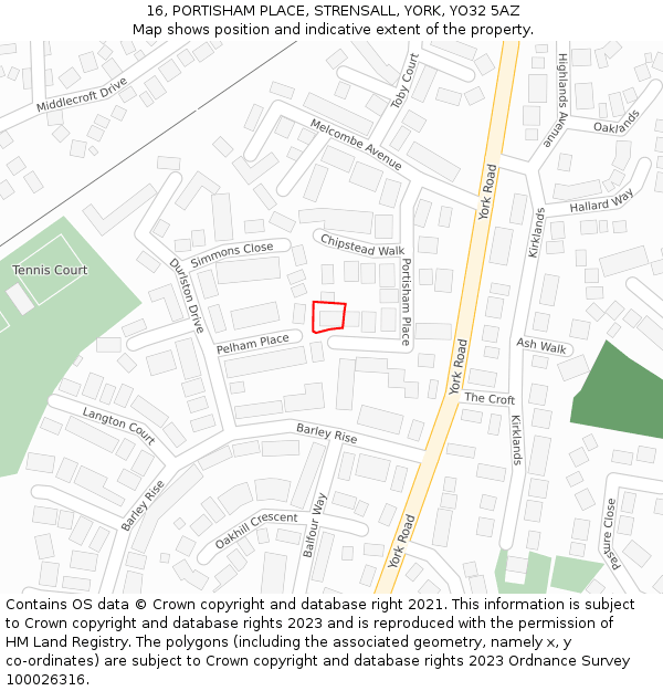 16, PORTISHAM PLACE, STRENSALL, YORK, YO32 5AZ: Location map and indicative extent of plot