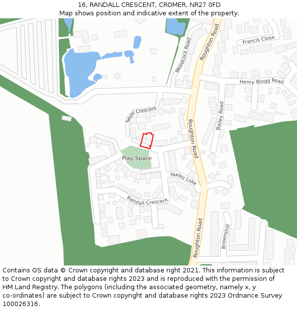 16, RANDALL CRESCENT, CROMER, NR27 0FD: Location map and indicative extent of plot