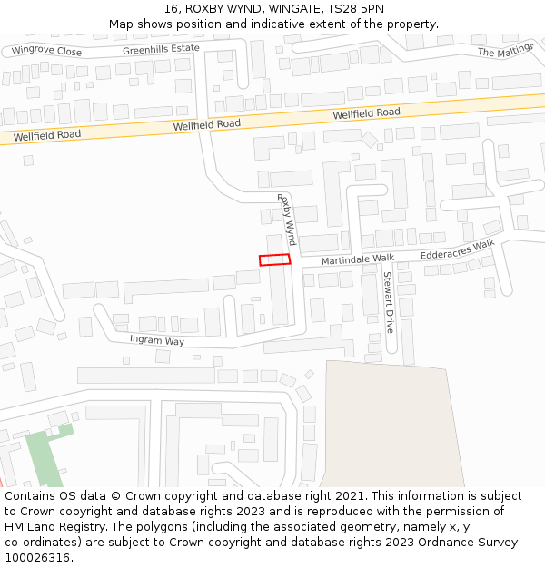 16, ROXBY WYND, WINGATE, TS28 5PN: Location map and indicative extent of plot