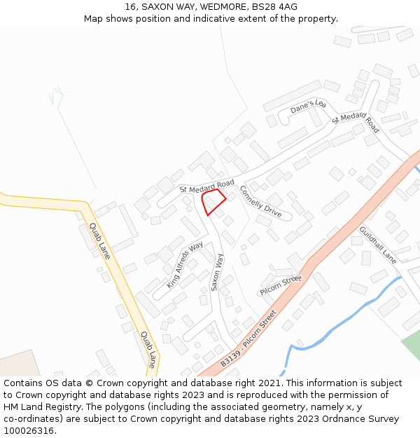 16, SAXON WAY, WEDMORE, BS28 4AG: Location map and indicative extent of plot