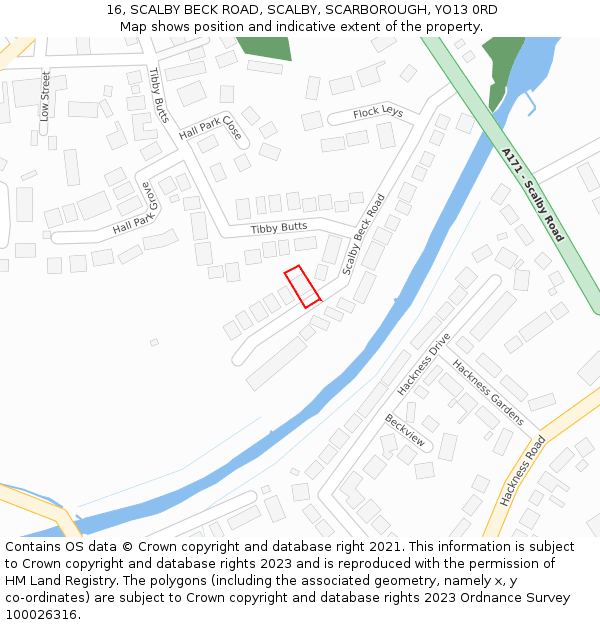 16, SCALBY BECK ROAD, SCALBY, SCARBOROUGH, YO13 0RD: Location map and indicative extent of plot