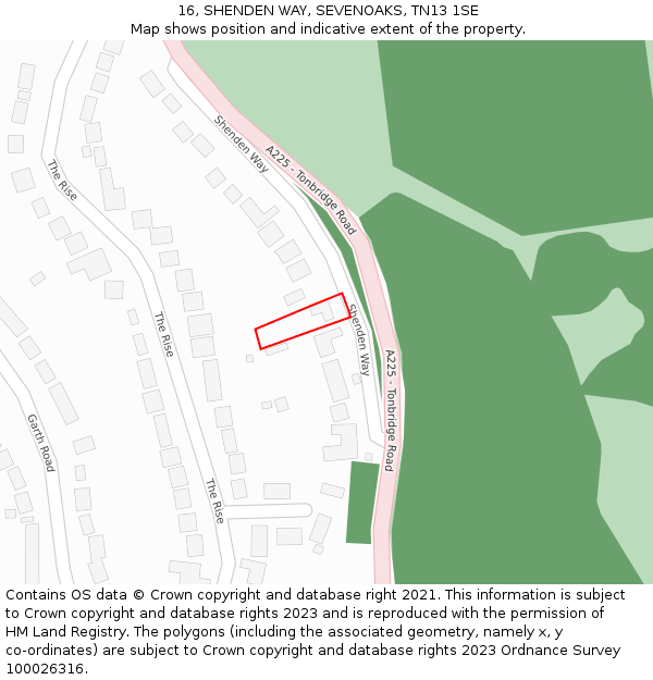 16, SHENDEN WAY, SEVENOAKS, TN13 1SE: Location map and indicative extent of plot
