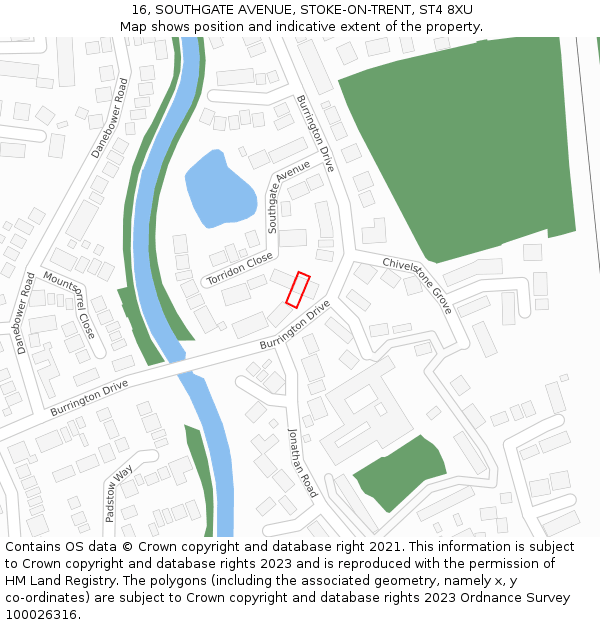 16, SOUTHGATE AVENUE, STOKE-ON-TRENT, ST4 8XU: Location map and indicative extent of plot