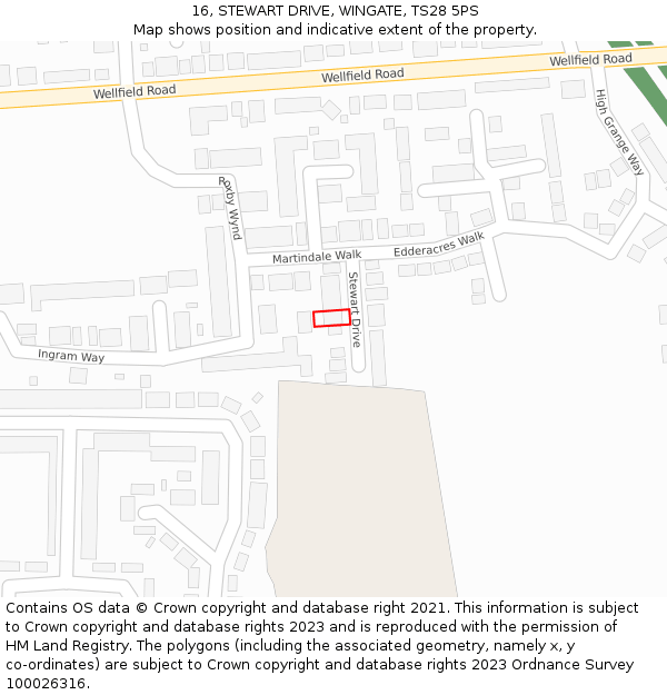 16, STEWART DRIVE, WINGATE, TS28 5PS: Location map and indicative extent of plot