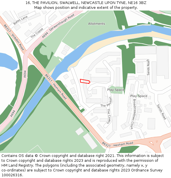 16, THE PAVILION, SWALWELL, NEWCASTLE UPON TYNE, NE16 3BZ: Location map and indicative extent of plot