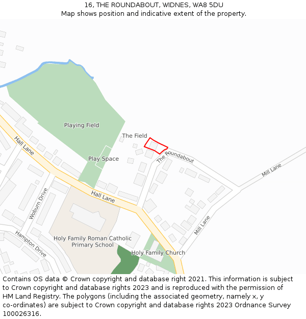 16, THE ROUNDABOUT, WIDNES, WA8 5DU: Location map and indicative extent of plot