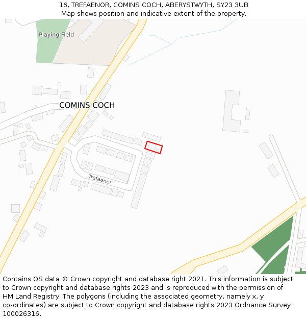 16, TREFAENOR, COMINS COCH, ABERYSTWYTH, SY23 3UB: Location map and indicative extent of plot