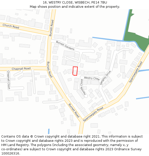 16, WESTRY CLOSE, WISBECH, PE14 7BU: Location map and indicative extent of plot