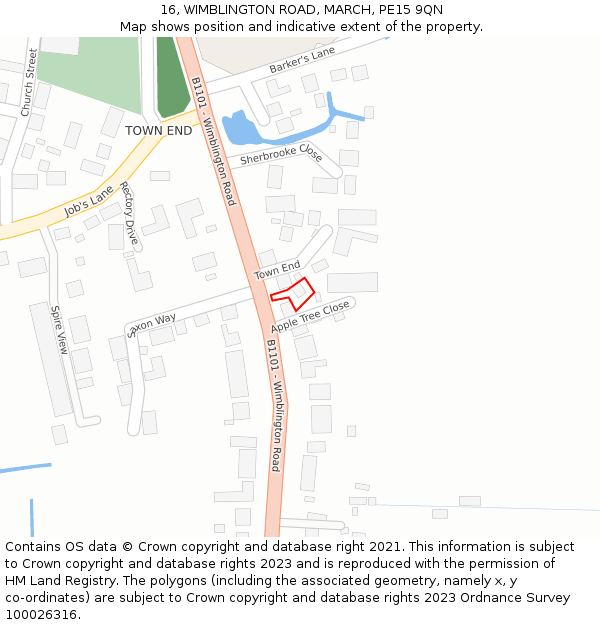 16, WIMBLINGTON ROAD, MARCH, PE15 9QN: Location map and indicative extent of plot