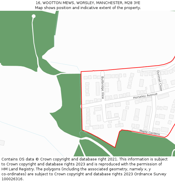 16, WOOTTON MEWS, WORSLEY, MANCHESTER, M28 3YE: Location map and indicative extent of plot