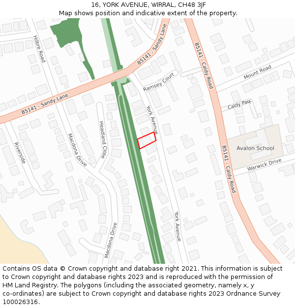 16, YORK AVENUE, WIRRAL, CH48 3JF: Location map and indicative extent of plot