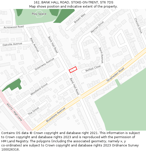 162, BANK HALL ROAD, STOKE-ON-TRENT, ST6 7DS: Location map and indicative extent of plot