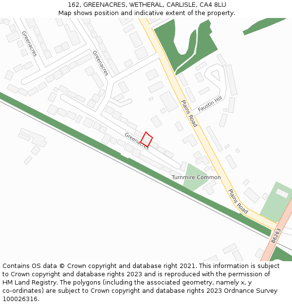 162, GREENACRES, WETHERAL, CARLISLE, CA4 8LU: Location map and indicative extent of plot