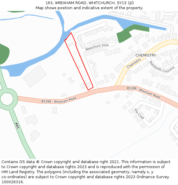 163, WREXHAM ROAD, WHITCHURCH, SY13 1JG: Location map and indicative extent of plot