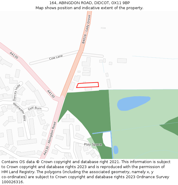 164, ABINGDON ROAD, DIDCOT, OX11 9BP: Location map and indicative extent of plot