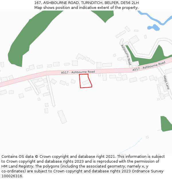 167, ASHBOURNE ROAD, TURNDITCH, BELPER, DE56 2LH: Location map and indicative extent of plot