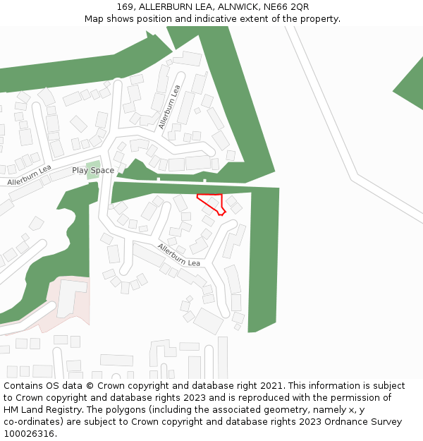 169, ALLERBURN LEA, ALNWICK, NE66 2QR: Location map and indicative extent of plot