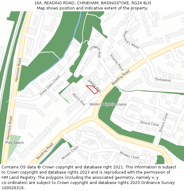 16A, READING ROAD, CHINEHAM, BASINGSTOKE, RG24 8LN: Location map and indicative extent of plot