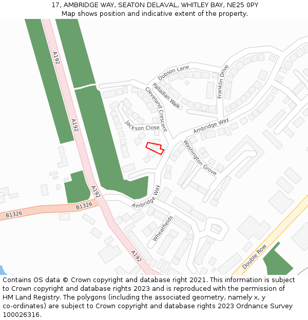 17, AMBRIDGE WAY, SEATON DELAVAL, WHITLEY BAY, NE25 0PY: Location map and indicative extent of plot