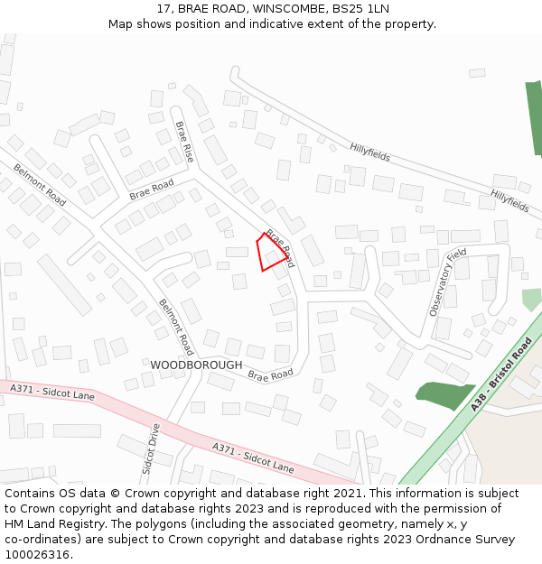 17, BRAE ROAD, WINSCOMBE, BS25 1LN: Location map and indicative extent of plot