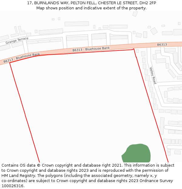 17, BURNLANDS WAY, PELTON FELL, CHESTER LE STREET, DH2 2FP: Location map and indicative extent of plot