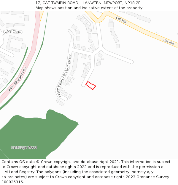 17, CAE TWMPIN ROAD, LLANWERN, NEWPORT, NP18 2EH: Location map and indicative extent of plot