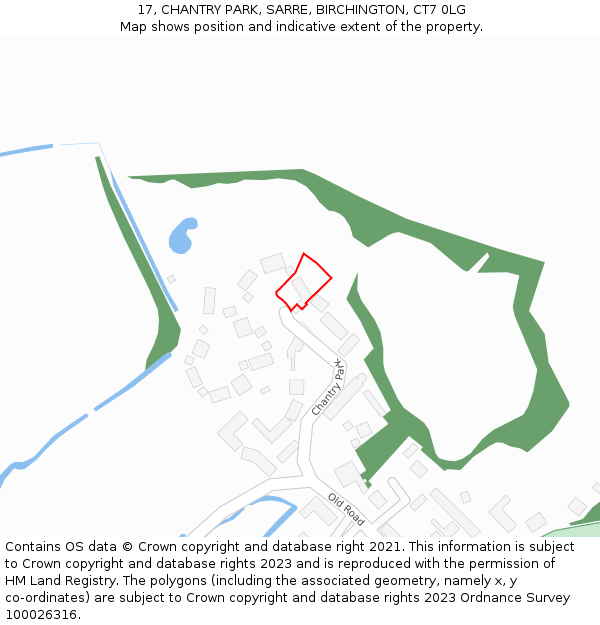 17, CHANTRY PARK, SARRE, BIRCHINGTON, CT7 0LG: Location map and indicative extent of plot