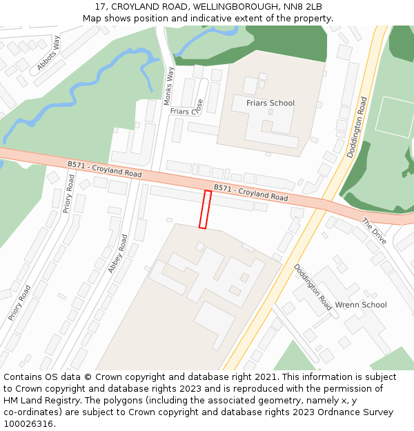 17, CROYLAND ROAD, WELLINGBOROUGH, NN8 2LB: Location map and indicative extent of plot