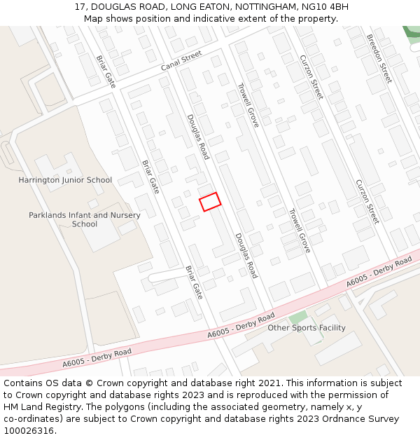 17, DOUGLAS ROAD, LONG EATON, NOTTINGHAM, NG10 4BH: Location map and indicative extent of plot