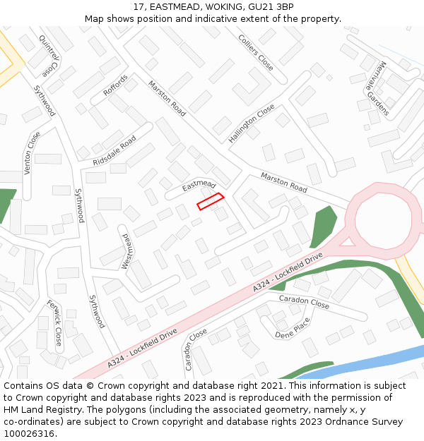 17, EASTMEAD, WOKING, GU21 3BP: Location map and indicative extent of plot