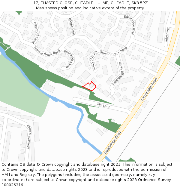 17, ELMSTED CLOSE, CHEADLE HULME, CHEADLE, SK8 5PZ: Location map and indicative extent of plot