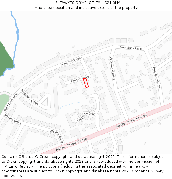 17, FAWKES DRIVE, OTLEY, LS21 3NY: Location map and indicative extent of plot