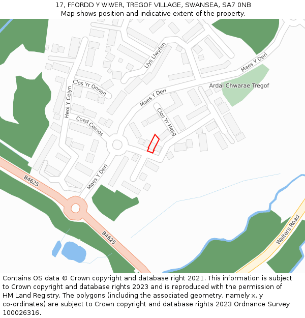 17, FFORDD Y WIWER, TREGOF VILLAGE, SWANSEA, SA7 0NB: Location map and indicative extent of plot