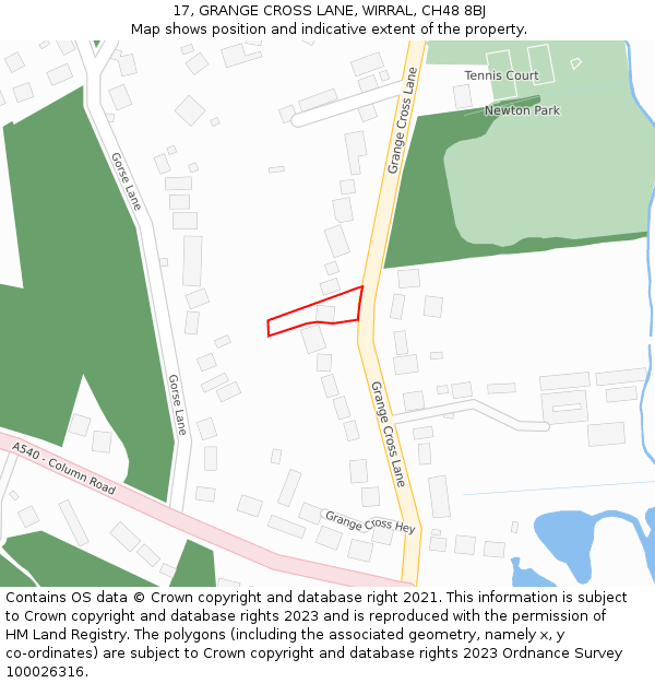 17, GRANGE CROSS LANE, WIRRAL, CH48 8BJ: Location map and indicative extent of plot