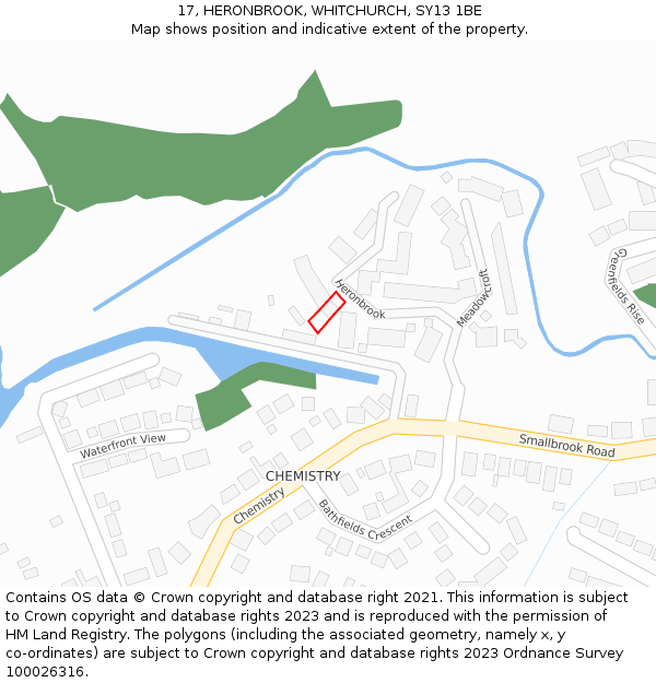 17, HERONBROOK, WHITCHURCH, SY13 1BE: Location map and indicative extent of plot